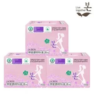 유기농 순면 울트라슬림 생리대 롱팬티라이너 28P 3팩
