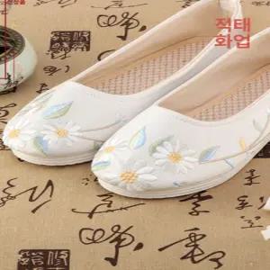 여성 한복신발 꽃무늬 한복 플로랄 구두 할머니 통기성