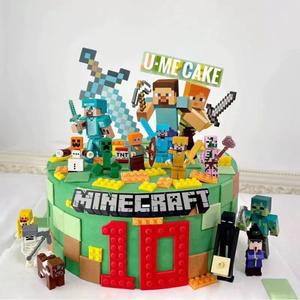 마인크래프트 케이크 장 파티 토퍼 꾸미기 케익 촬영