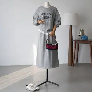 (안나앤플러스) 첼스 맨투맨 스커트 세트[세트ED296] 빅사이즈