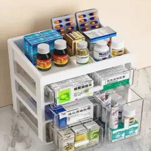 약통 정리함 약장 수납장 알약 서랍 케이스 보관함 화이트2단
