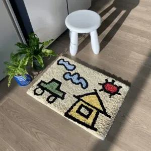 스케치매트 미니 포인트 러그 빨아쓰는 욕실 거실 현관 발매트 1개 혼합색상