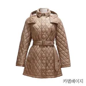{버버리} 벨트 퀼팅 후드코트