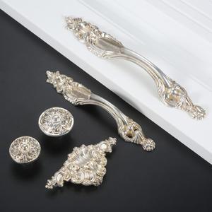 DRELD-앤티크 옷장 문 당김 가구 손잡이 레트로 복고풍 엔틱 실버 가든 서랍 클래식 홈 데코 32/96/128MM