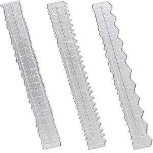 3팩 8.4인치 불규칙 모서리 자 데클 찢기 금속 공예 측정 엠보싱 절단 종이 물결 모양 도구 카드