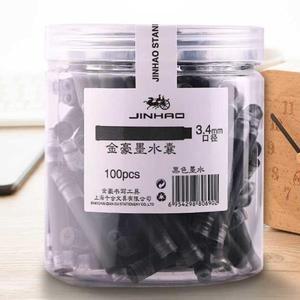 3.4mm JINHAO 100pcs 만년필 잉크 카트리지 리필 세트 일회용 병 검정 Blueblack 지울 수있는 파란색