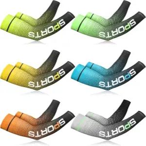 젠펜 6쌍 팔 소매 UV 자외선 차단 슬리브 쿨링 스포츠 미끄럼 방지 얼음 실크 워머 남성용 커버