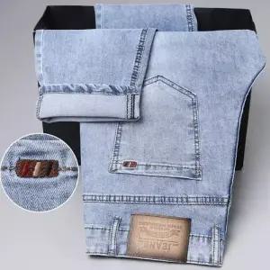 남성 슬림 여름 일자핏 청바지 봄 얇은 8부 스트레이트 스판 캐주얼 바지 힛템