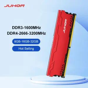 JUHOR DDR4 램 데스크탑 메모리 방열판 포함 16GB 8GB 32GB 2666MHz 3200MHz DDR3 1600MHz DIMM 새로운