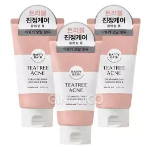 해피바스 티트리 아크네 클렌징폼 150g x3 트러블 지성 피지 모공