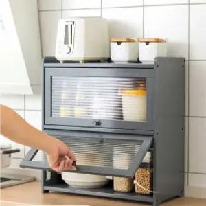 주방미니수납장 홈카페 미니 원목주방 그릇 수납장 이케아 다이 틈새 2단