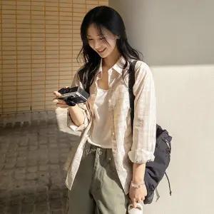 [JUST BETTER] 피넛 체크 코튼셔츠