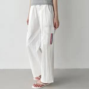 여름 바스락 카고 팬츠 허리밴딩 편한핏 데일리 와이드 긴바지