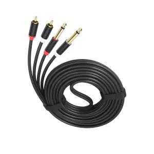 메뉴스타트 듀얼 1/4 TS to RCA 스테레오 오디오 인터커넥트 케이블 16FT 골드 도금 구리 쉘 헤비 듀티