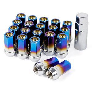 M12x1.5 휠 러그 너트 번트 폐쇄형 20PCS/세트 높이 60도 콘 블루 장착 애프터마켓 시트 17mm 엔드 헥스 1.65인치