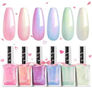 비틀스 펄 매니큐어 세트 인어 글로우 6가지 색상 쉬머 핑크 퍼플 퀵 드라이 오래 지속되는 DIY 여자 네일