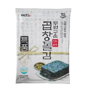예지김 두번구운 진도 곱창돌김 8매 5봉 / 국산 무조미 무첨가 구운김 고급 곱창김 원초