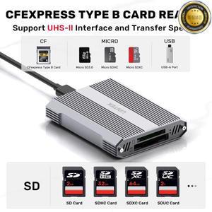 알루미늄 합금 4 in 1 카드 리더 USB C 10Gbps SD 4.0 UHS-II 마이크로 CFexpress 타입 B 메모리 어댑터 사