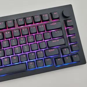 스마일준 이중사출 블랙 키캡 핑크 한글 각인 키보드 키캡 풀배열 PBT 114키 EDM