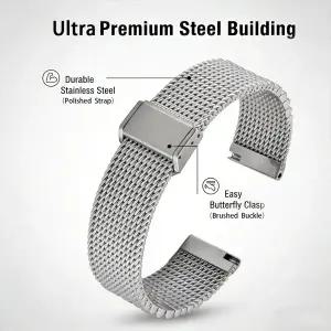 호환  18mm 19mm 20mm 21mm 22mm 퀵 릴리즈 스테인리스 스틸 메탈 메쉬 시계 밴드 다이빙 스틸 메탈 팔찌
