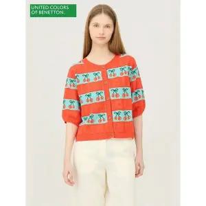 [하프클럽/베네통]체리 크로셰 반팔 니트 가디건_BAKC53531