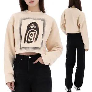 [아크네스튜디오] 로고 프린트 크롭 오버핏 맨투맨 오트 153843624