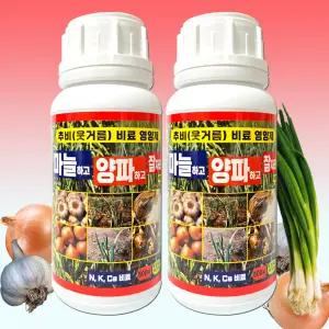 마늘 양파 웃거름 추비 전용 물비료 액비 영양제 마늘하고 양파하고 잘자라 분무살포 모종 추비 수확 10~15일전까지 NK 복합비료 추비용 잎끝마름 무름 썩음 예방 500mlx2병