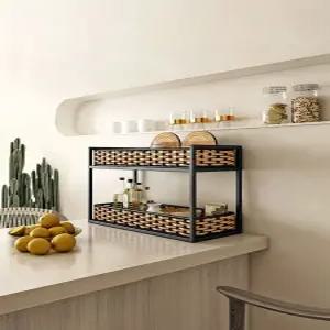 라탄 선반 정리대 식탁 3단 주방 검정