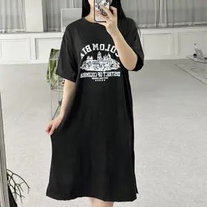 여자오버핏 라운드넥 반팔 캐주얼프린팅 데일리원피스 여름원피스