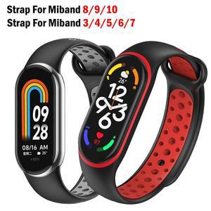 샤오미 미밴드 10/9/8용 스포츠 스트랩 고품질 통기성 손목 밴드 액세서리 미밴드 7 6 5 4 3 교체용 워치