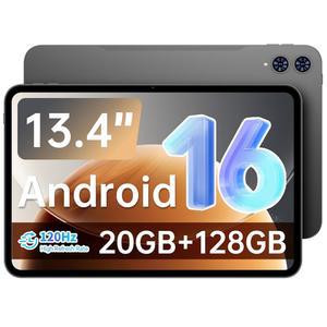 TECLAST Android 16 T65 13.4인치 대형 태블릿 20GB+128GB 120Hz 1920x1200 IPS 디스플레이 2.2GHz 옥타코어 프로세서 10H 8000mAh 배터리 2.4GHz+5GHz WiFi 4G LTE GPS 음악 애호가용 3.5mm 헤드폰
