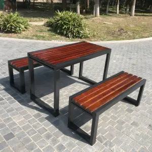 야외 원목 벤치 튼튼 테이블 세트 공원용 방부목