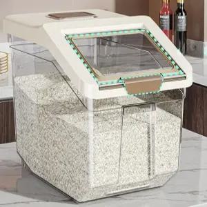 애완동물사료보관통 애완견 애완묘 투명화이트 5kg 사료보관함