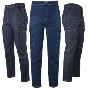 P11228 여름 데님 카고팬츠 남성 스판 등산바지 작업
