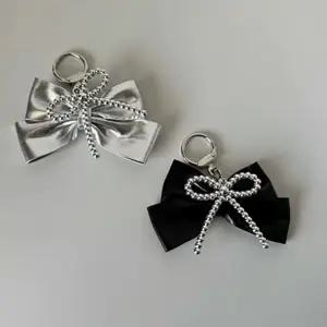 실버 진주 가죽리본 고리 키홀더 가방꾸미기 가방 자동차 테슬 인형 악세사리 고리 재료 부자재 선물