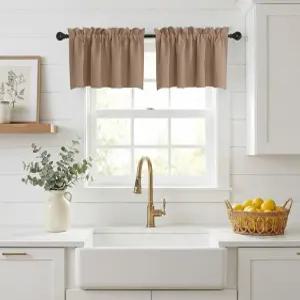 NICETOWN 주방 밸런스 커튼 길이 18인치 + 1.6인치 헤더 조절식 소형 창문 캐비닛 찬장용 카페 로드 포켓