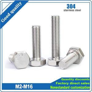 125Pcs M2 M3 M4 M5 M6 M8 M10 DIN933 304 스테인레스 스틸 외부 육각 머리 나사 볼트 하드웨어 부품