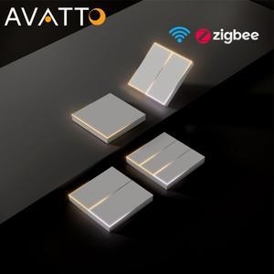 AVATTO Tuya WiFi/Zigbee 스마트 스위치 1/2/3/4Gang 벽 스위치(주변 조명 지원 Alexa Google Home Alice)
