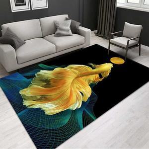 복들어오는 금붕어카페트 해바라기 집들이선물 흙털이 풍수지리 바닥 거실카페트 가정용 그림