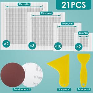 21개입 석고보드 수리 키트 유리섬유 메쉬 균열 패치 자가 접착 벽 스크레이퍼 사포 포함