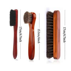 3PCS 말털 구두 브러쉬 세트 가죽 부츠 스웨이드 신발 자동차 내부 세척용 액세서리