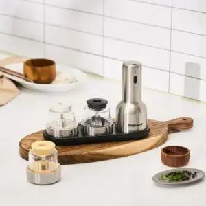 매직쉐프 전동 그라인더 316 스텐 소금 후추 깨 갈이 충전식 거치대 포함 벨류