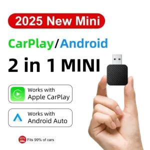 미니 2in1 무선 어댑터 CarPlay Android Auto 일체형 플러그 앤 플레이 5G WiFi 블루투스 5.0 USB