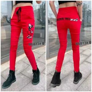 미렛 2026 봄 여성 신상 간절기 스판 허리 밴딩 여자 배기 면 고무줄 편한 롱 팬츠 레드 빨강 빨간 색 베기 9부 긴 바지