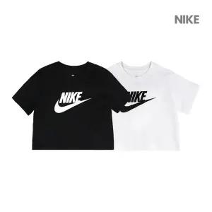 나이키 NSW 에센셜 크롭 반팔 티셔츠 블랙/화이트