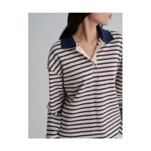 에잇세컨즈 8SECONDS 멀티 스트라이프 칼라 티셔츠 아이보리 387700