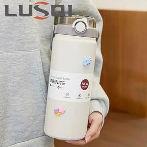 LUSQI 대용량 316 스테인레스 스틸 보온병 손잡이와 빨대 야외용 물병 1000 ml 1200ml