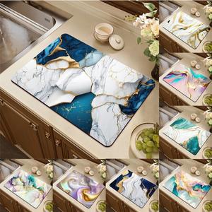 주방용 커피 메이커 매트 석 프린트 접시 건조 미끄럼 방지 배수 패드  식기 세탁 가능 식기류