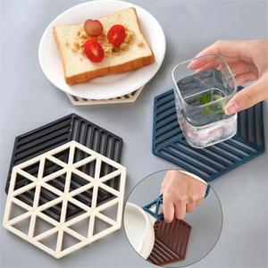 내열성 실리콘 매트 코스터 식품 등급 재료 플레이스 단열 미끄럼 방지 육각형 가정용 액세서리