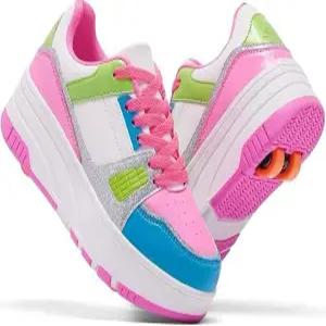 탈부착 가능한 4륜 휠이 달린 여성용 롤러 스케이트 슈즈 크리스마스 및 생일 파티 선물